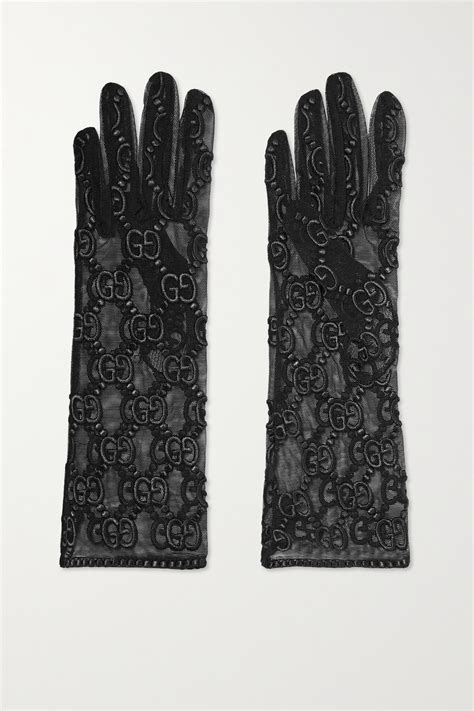 mesh gucci gloves|embroidered tulle gloves.